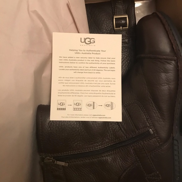 Big Kid’s Ugg Boots, deep brown leather K Rockville 1971 chocolate size 6 zipper - Picture 10 of 15